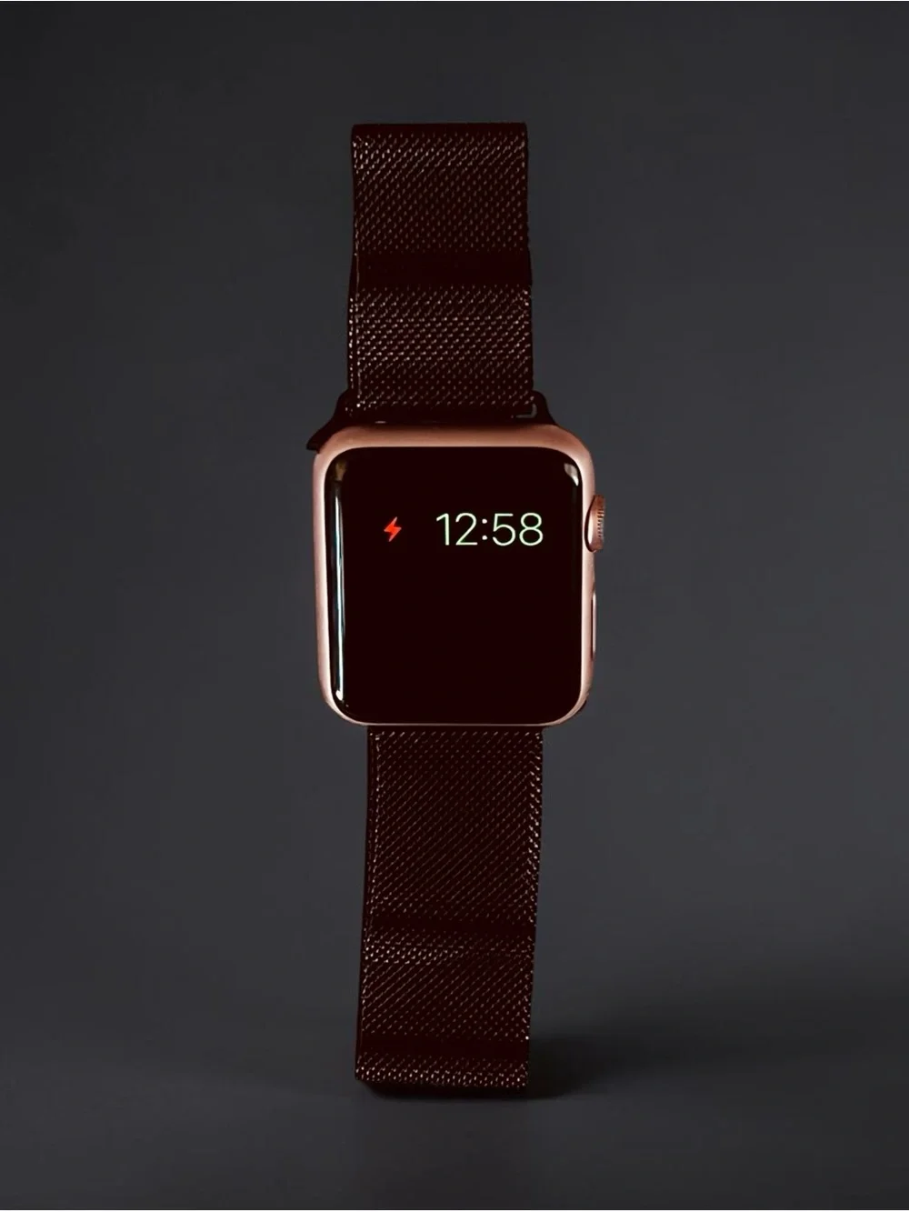 Apple S1 42MM Rose Gold Titanium Mesh Band Watch, Case, Charger | ML | Preowned